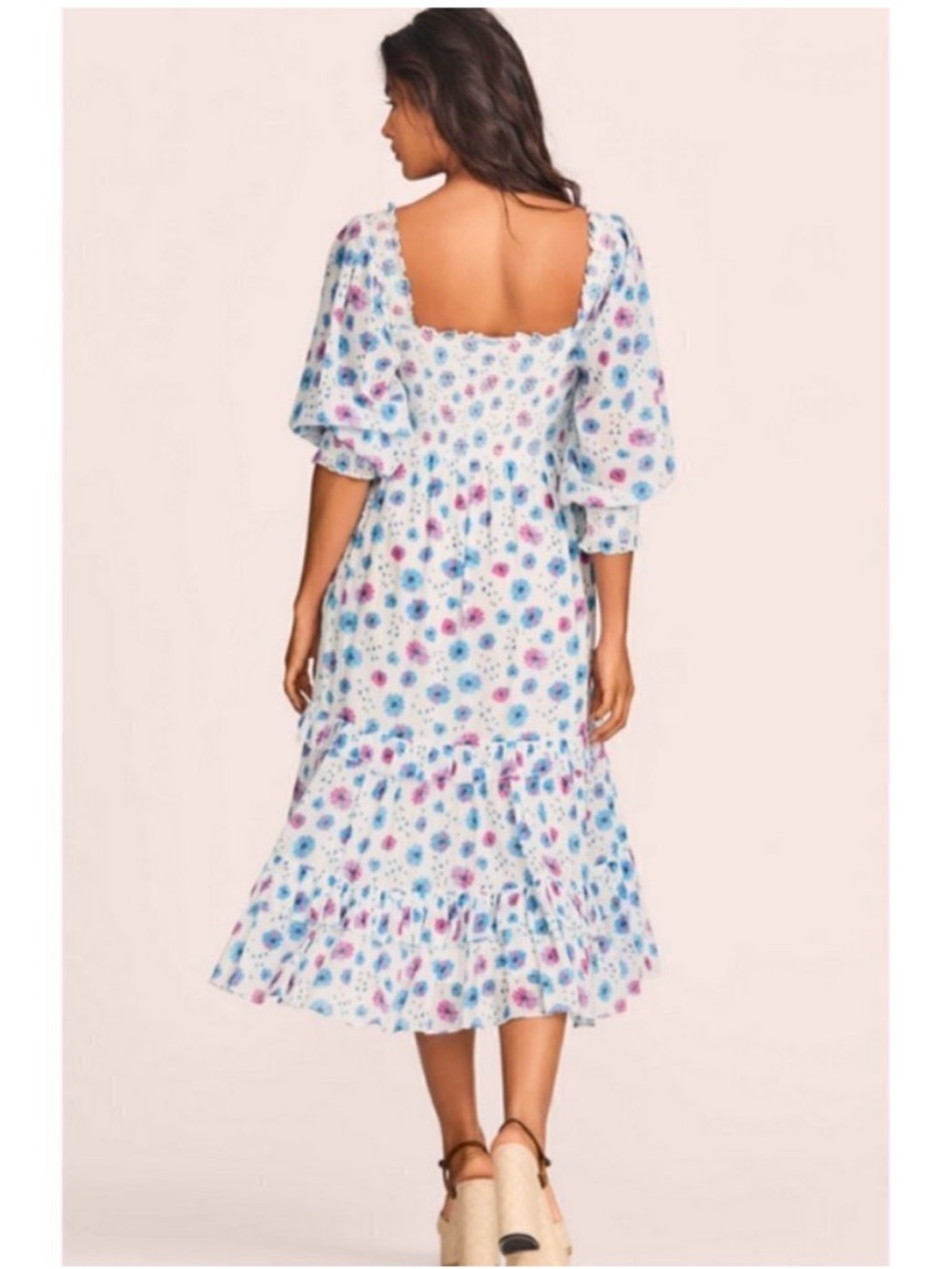 LoveShackFancy Miri Midi Dress Deep Cotton Candy White Size S - Picture 5 of 12